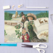 ビンテージクリスマスホリデーファミリーパーティーティッシュ 薄葉紙 (クラフト)