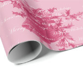 ビンテージクリスマスホリデーベルズピンクニュートラル ラッピングペーパー (ロールコーナー)