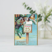 ビンテージクリスマスホリデー鳥はがき シーズンポストカード (スタンド正面)