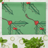 ビンテージクリスマスホリーキッチンタオルギフト キッチンタオル (折り畳み)