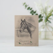 ビンテージクリスマスホースの季節の挨拶 シーズンカード (スタンド正面)