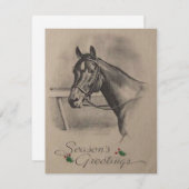 ビンテージクリスマスホースの季節の挨拶 シーズンカード (正面/裏面)