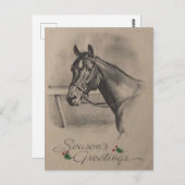 ビンテージクリスマスホースシーズングリーティングホリデー ポストカード (正面/裏面)