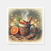 ビンテージクリスマスマルチのアップルサイダーのデコパージュ スタンダードカクテルナプキン (正面)