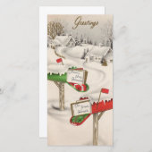 ビンテージクリスマスメイルボックスのギフト シーズンカード (正面/裏面)