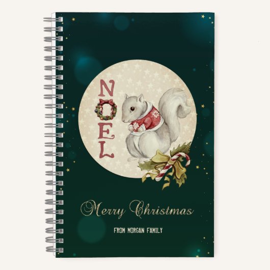 ビンテージクリスマスリス、雪の結晶 ノートブック (正面)