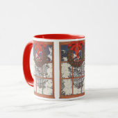 ビンテージクリスマスリースが雪で窓に マグカップ (正面左)