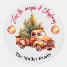 ビンテージクリスマスレッドトラックの水色