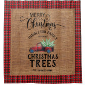 ビンテージクリスマスレッドトラック シャワーカーテン (正面)