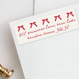 ビンテージクリスマスレッドベリーボウ差出人住所 ラベル