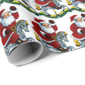 ビンテージクリスマスロッキングホースサンタタイル ラッピングペーパー (ロールコーナー)