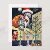 ビンテージクリスマスロボットサンタ シーズンカード (正面/裏面)