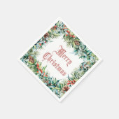 ビンテージクリスマス冬の葉と果実 スタンダードカクテルナプキン (角)