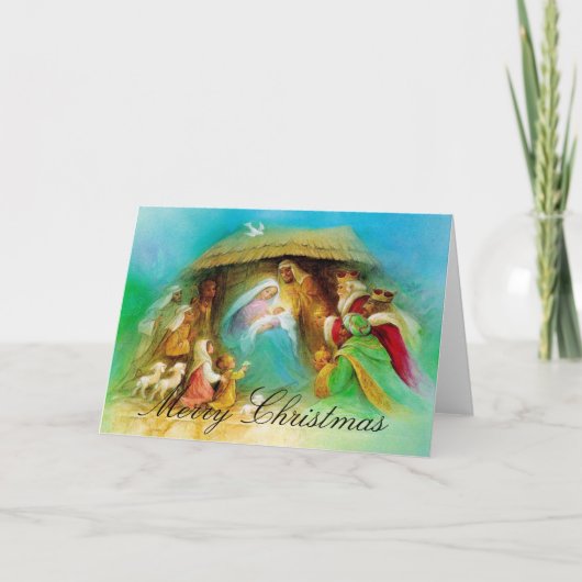ビンテージクリスマス出生グリーティングカード シーズンカード (正面)