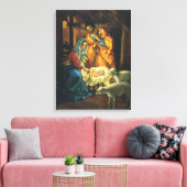 ビンテージクリスマス出生、マンガーのベビーイエス キャンバスプリント (インサイチュ (リビング))