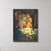 ビンテージクリスマス出生、マンガーのベビーイエス キャンバスプリント (正面)