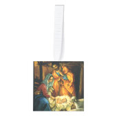 ビンテージクリスマス出生、マンガーのベビーイエス キューブオーナメント (正面)