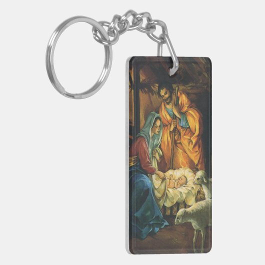 ビンテージクリスマス出生、マンガーのベビーイエス キーホルダー (正面左)