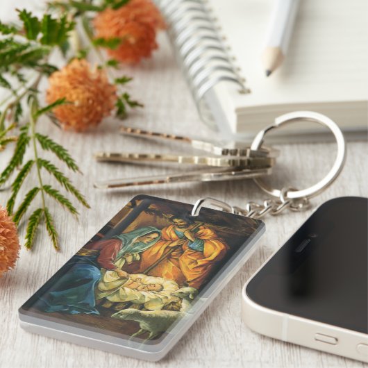 ビンテージクリスマス出生、マンガーのベビーイエス キーホルダー (正面右)