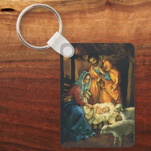 ビンテージクリスマス出生、マンガーのベビーイエス キーホルダー (正面)