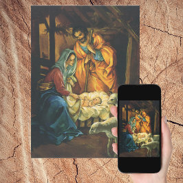 ビンテージクリスマス出生、マンガーのベビーイエス シーズンカード