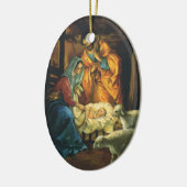 ビンテージクリスマス出生、マンガーのベビーイエス セラミックオーナメント (左)