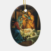 ビンテージクリスマス出生、マンガーのベビーイエス セラミックオーナメント (裏面)