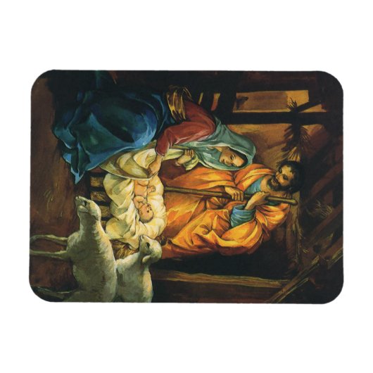 ビンテージクリスマス出生、マンガーのベビーイエス マグネット (横)