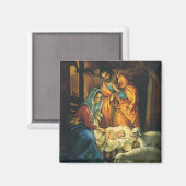 ビンテージクリスマス出生、マンガーのベビーイエス マグネット (正面/裏面)