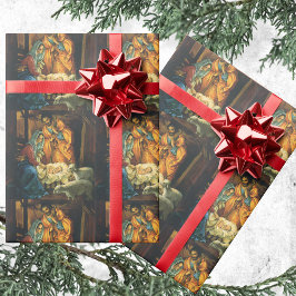 ビンテージクリスマス出生、マンガーのベビーイエス ラッピングペーパー