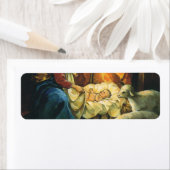 ビンテージクリスマス出生、マンガーのベビーイエス ラベル (インサイチュ)