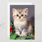 ビンテージクリスマス子猫とかえで シーズンカード (正面/裏面)