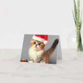 ビンテージクリスマス子猫サンタ帽 サンキューカード (裏面)
