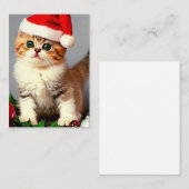 ビンテージクリスマス子猫サンタ帽 ノートカード (正面/裏面)