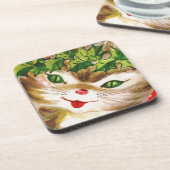 ビンテージクリスマス子猫 コースター (左側)