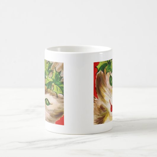 ビンテージクリスマス子猫 コーヒーマグカップ (中央)