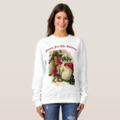 ビンテージクリスマス小妖精や小人または格言 スウェットシャツ (正面フル)