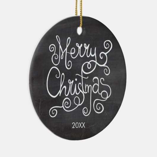 ビンテージクリスマス書道のシャルボードフォト セラミックオーナメント (右)