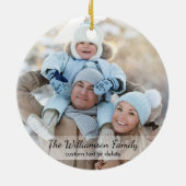 ビンテージクリスマス書道のシャルボードフォト セラミックオーナメント (裏面)