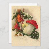 ビンテージクリスマス格言キノコの運搬 シーズンカード (正面/裏面)