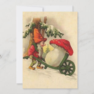 ビンテージクリスマス格言キノコの運搬 シーズンカード