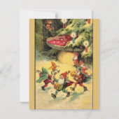 ビンテージクリスマス格言踊りのまわりにキノコ シーズンカード (正面)