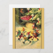 ビンテージクリスマス格言踊りのまわりにキノコ シーズンカード (正面/裏面)