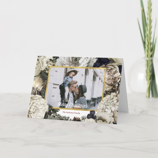 ビンテージクリスマス植物科の写真 シーズンカード (正面)