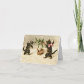 ビンテージクリスマス漫画の猫のスノーボール戦 シーズンカード (正面)