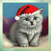 ビンテージクリスマス猫のサンタ帽 ウィンドウサイン (シート3)