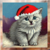 ビンテージクリスマス猫のサンタ帽 ウィンドウサイン (シート2)