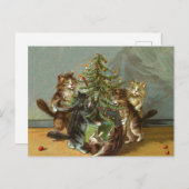 ビンテージクリスマス猫 シーズンポストカード (正面/裏面)