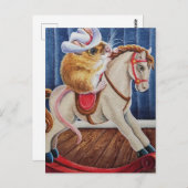ビンテージクリスマス玩具ロッキングホースマウスアート ポストカード (正面/裏面)