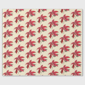 ビンテージクリスマス金ゴールドポインセティア ラッピングペーパー (フラット)